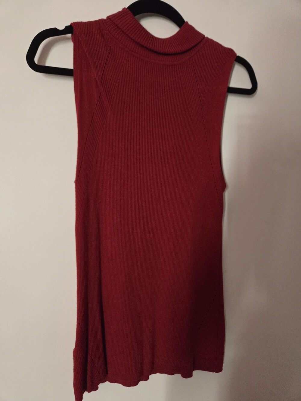 White House Black Market Sleeveless Mock Neck Ribbed Knit Top - Red